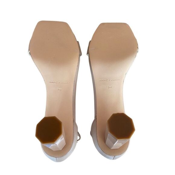 Marc Fisher Womens Ivory Ankle Strap Square Open Toe Round Heels Sandal Size 9 - Picture 8 of 9